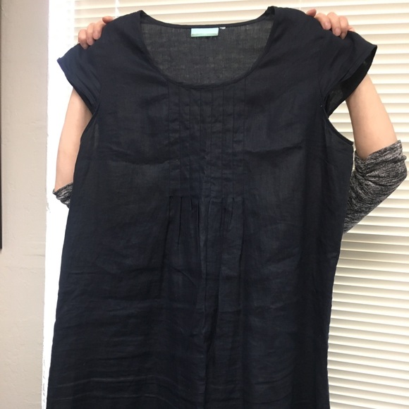 blue illusion linen dress